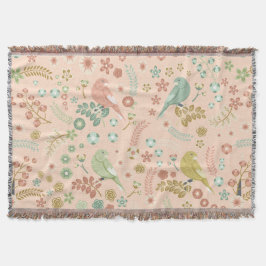 Shabby Birds & Branches Pastel Lachs Decke