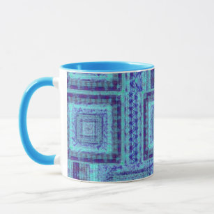 Shabby Blauer Stoff wie Quadrat Muster dekorieren Tasse