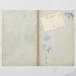 Shabby Blue Floral Decoupage Journal Seite