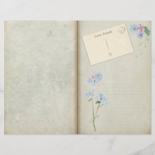 Shabby Blue Floral Decoupage Journal Seite