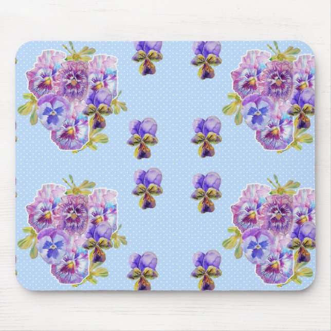 Shabby Blue Pansy floral Computer Maus Mat Pad Mousepad (Vorne)