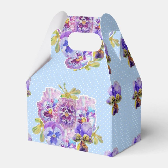 Shabby Blue Pansy Floral Dot Party Cake Fevor Box Geschenkschachtel (Vorderseite)