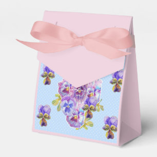 Shabby Blue Pansy Floral Tee Party Cake Gefallen B Geschenkschachtel