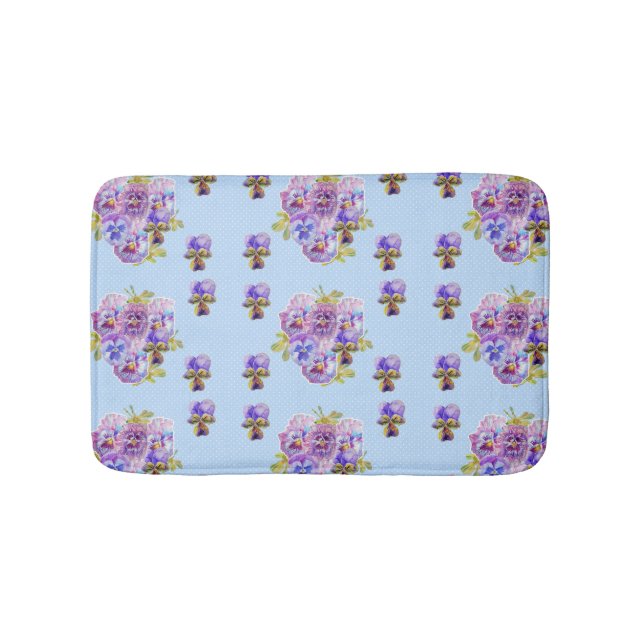 Shabby Blue Pansy viola Blume Bath Mat Badematte (Vorderseite)