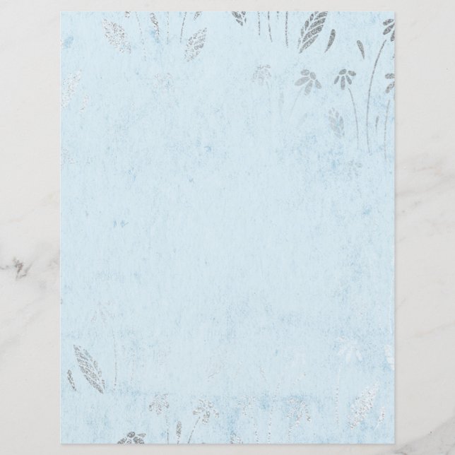 Shabby Blue & Silver Blume Scrapbook Paper (Vorderseite)