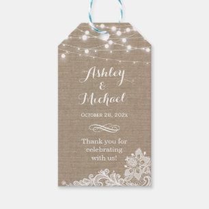 Shabby Burlap String Lights Hochzeit Vielen Dank Geschenkanhänger