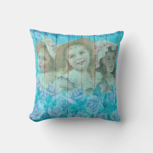 Shabby Chic 3 Kleine Viktorianische Girls Blühen Kissen