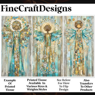 Shabby Chic Afroamerikanischer Engel AM3 Decoupage Seidenpapier