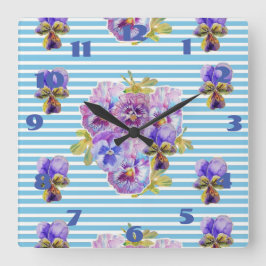 Shabby Chic Aquamarine Rose Rose Art Ladys Zimmeru Quadratische Wanduhr