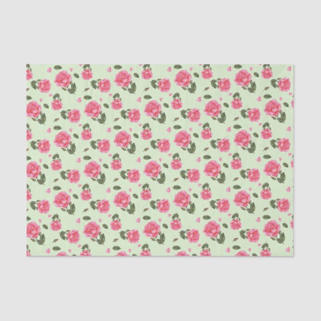 Shabby Chic Aquarell Rosa Rosa Blumendesign Seidenpapier (Vorderseite)