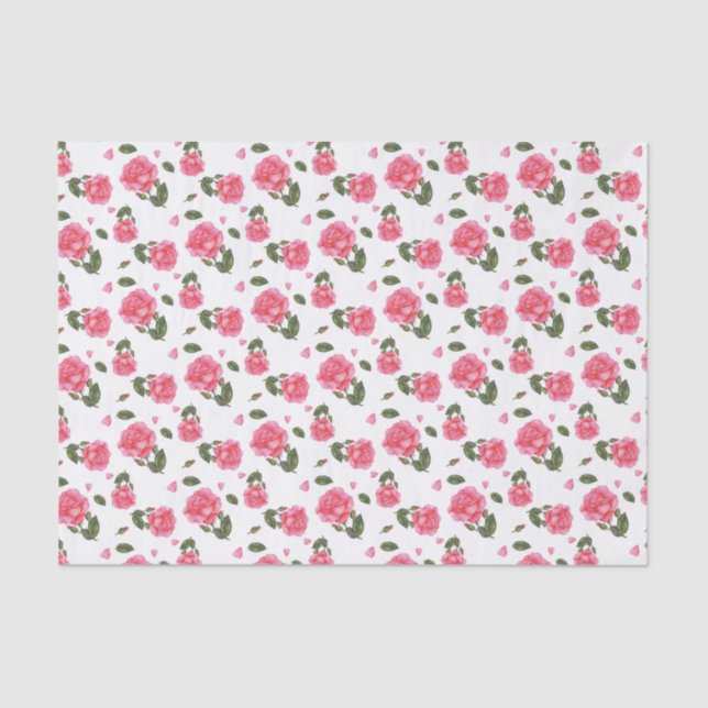 Shabby Chic Aquarell Rosa Rosa Blumendesign Seidenpapier (Vorderseite)