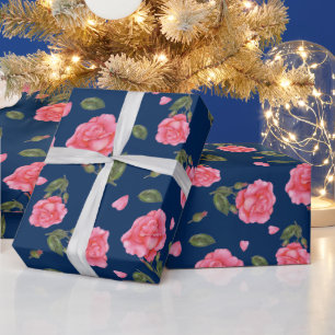 Shabby Chic Aquarellfarbe Rosa Blumenmuster Geschenkpapier