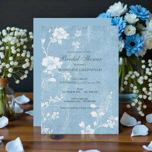 Shabby Chic Baby Blaues Florales Brautjungfernpart Einladung