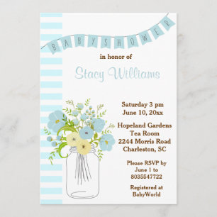 Shabby Chic Baby Boy Dusche Einladung