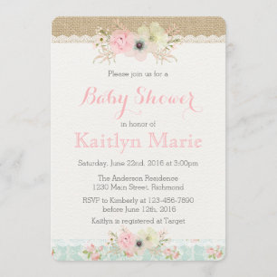 Shabby Chic Baby Dusche Einladung