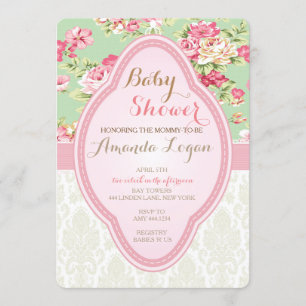 Shabby Chic Baby Shower Teeparty-Einladungen Einladung