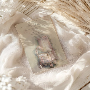 Shabby Chic Babybett Babyparty Einladung