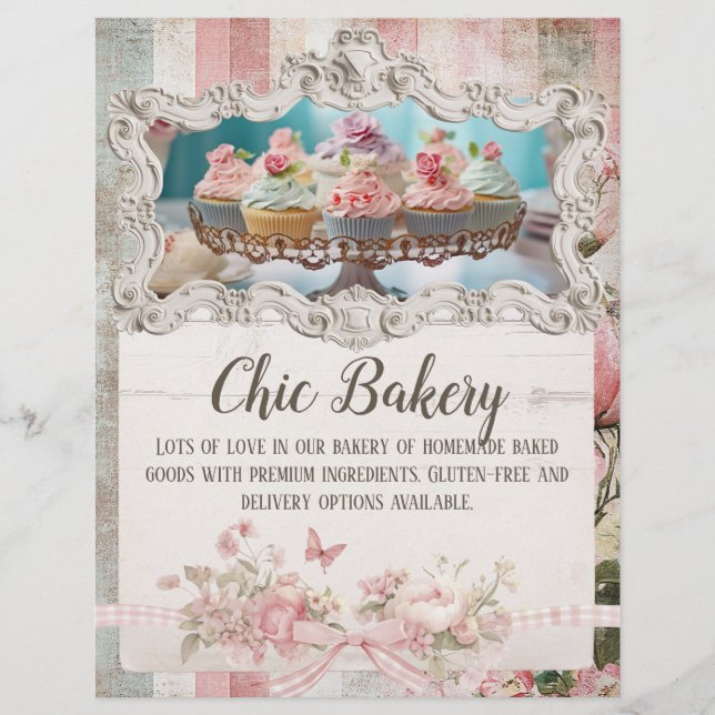 Shabby Chic Bäckerei Hütte Vintag Flyer Vorlage (Vorne)