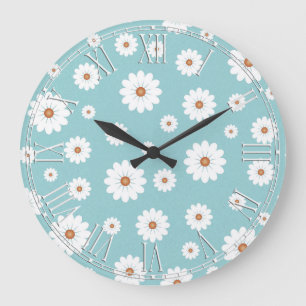 Shabby Chic Beautiful Daisy Daisies Blume Floral Große Wanduhr