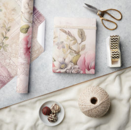 Shabby Chic bedrückt Pink Weihnachtslace Floral Geschenkpapier