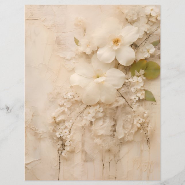Shabby Chic Beige Spitze Floral Scrapbook Papier (Vorderseite)