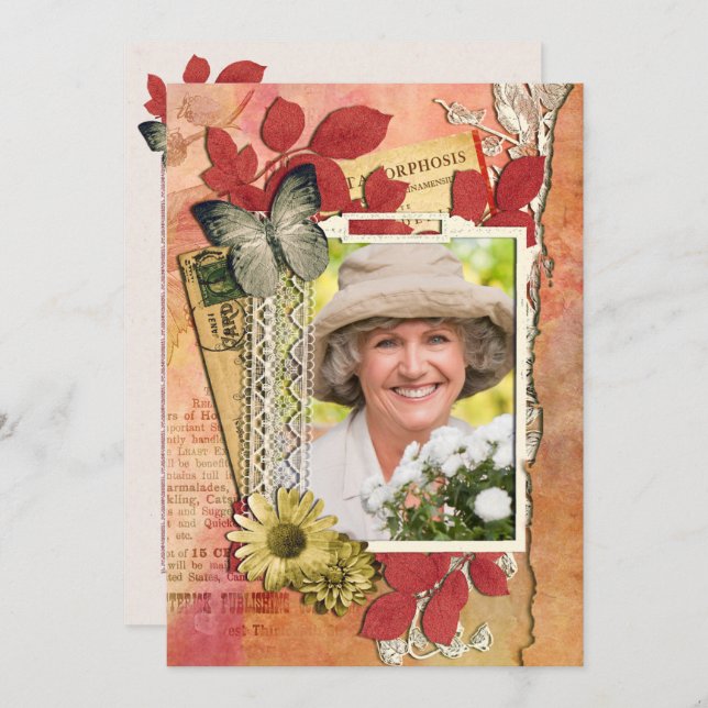 Shabby Chic Birthday Party Einladung (Vorne/Hinten)