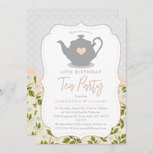 Shabby Chic Birthday Tea Party Einladung