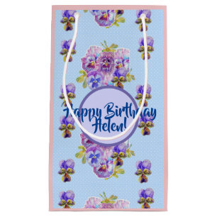 Shabby Chic Blau gepunktete Ditsy Blumen Geschenkt Kleine Geschenktüte