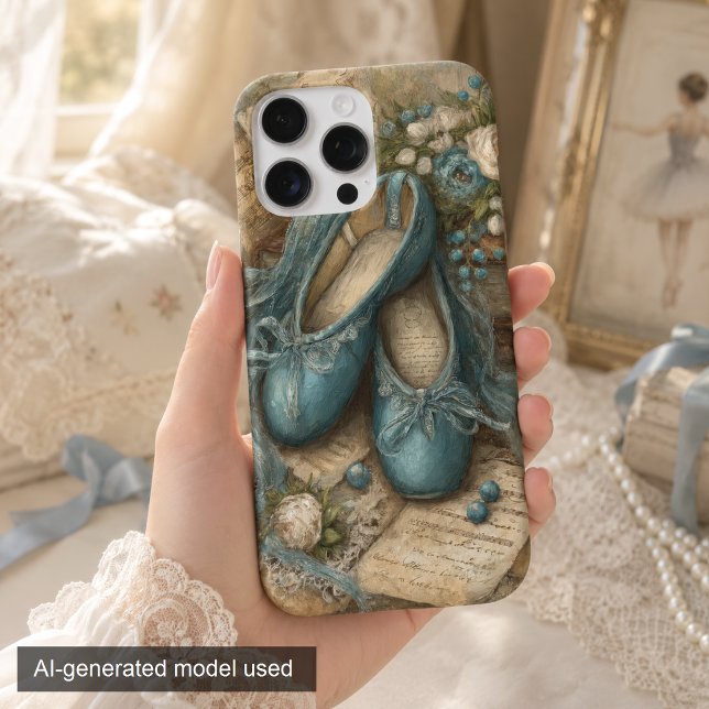 Shabby Chic Blaue Ballettschuhe und Rosen Case-Mate iPhone Hülle (Von Creator hochgeladen)