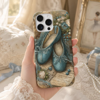 Shabby Chic Blaue Ballettschuhe und Rosen iPhone 16 Pro Max Hülle