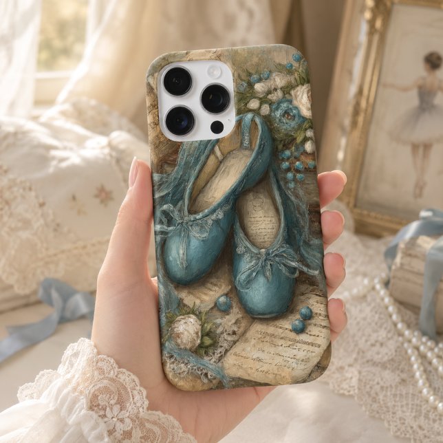 Shabby Chic Blaue Ballettschuhe und Rosen Case-Mate iPhone Hülle (Von Creator hochgeladen)
