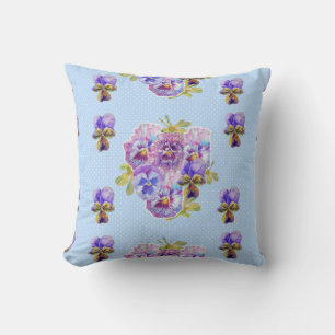 Shabby Chic Blaue Blumengestaltung Kissen