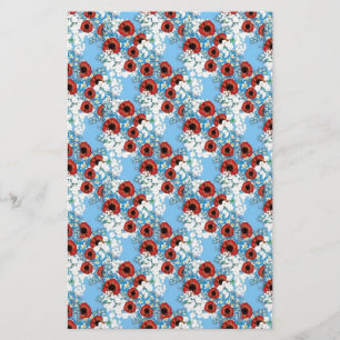 Shabby Chic blauer Blumendruck Blume von Leah G Briefpapier