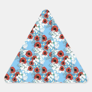 Shabby Chic blauer Blumendruck Blume von Leah G Dreieckiger Aufkleber