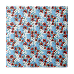 Shabby Chic blauer Blumendruck Blume von Leah G Fliese