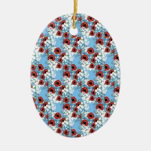 Shabby Chic blauer Blumendruck Blume von Leah G Keramik Ornament