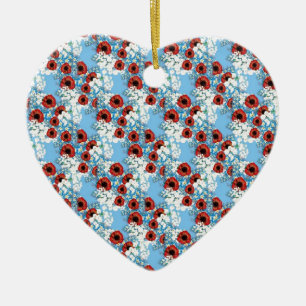 Shabby Chic blauer Blumendruck Blume von Leah G Keramikornament