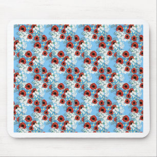 Shabby Chic blauer Blumendruck Blume von Leah G Mousepad