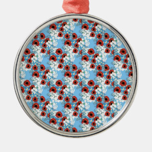 Shabby Chic blauer Blumendruck Blume von Leah G Ornament Aus Metall