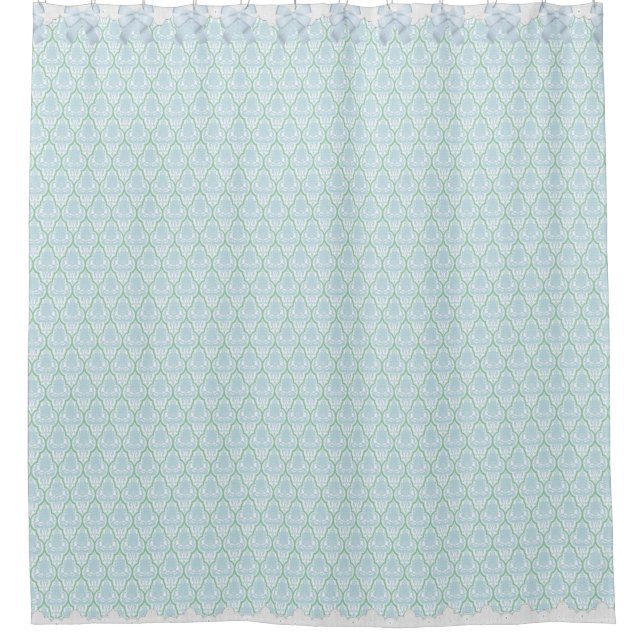Shabby Chic-blauer u. aquamariner Damast w beugt Duschvorhang (Vorderseite)