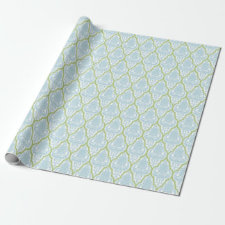 Shabby Chic-blauer u. grüner Damast Geschenkpapier