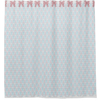 Shabby Chic-blauer u. rosa Damast w beugt u. Duschvorhang