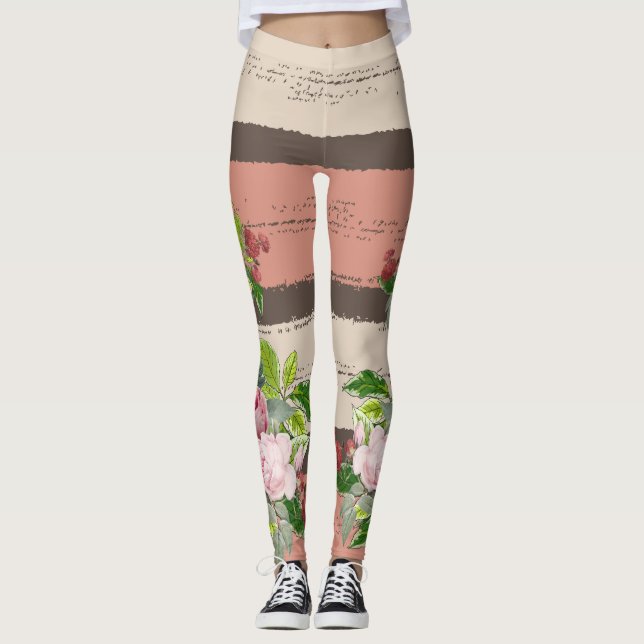 Shabby chic blooming flowers leggings (Vorderseite)