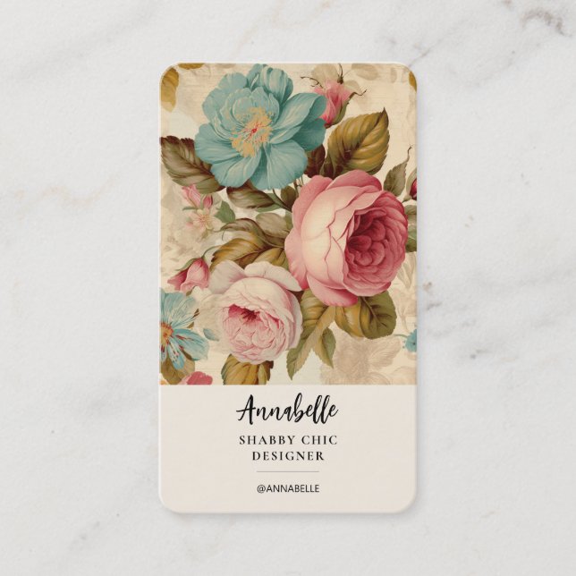 Shabby Chic Blooms Feminine Business Card Visitenkarte (Vorderseite)