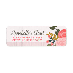 Shabby Chic Bloral Rose Rosa Rücksendeadresse