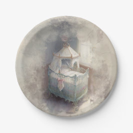 Shabby Chic Blue Baby Crib Pappteller