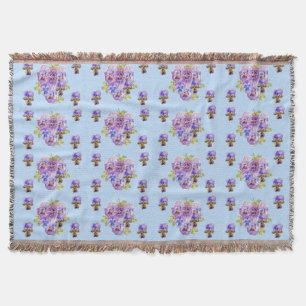 Shabby Chic Blue Floral Blume Throw Rug Decke