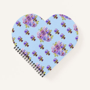 Shabby Chic Blue Pansy Floral Dot Ladys Notebook Notizbuch