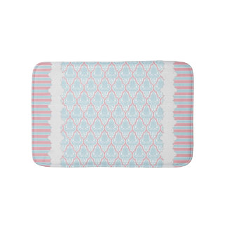 Shabby Chic Blue & Pink Damask Badematte