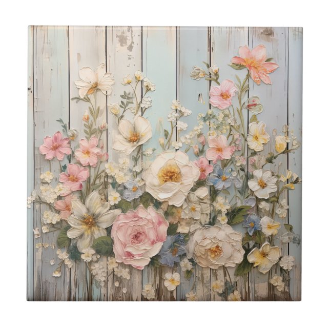 Shabby Chic-Blume Fliese (Vorderseite)